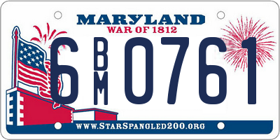 MD license plate 6BM0761
