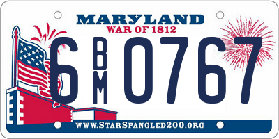 MD license plate 6BM0767