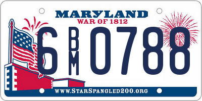 MD license plate 6BM0788