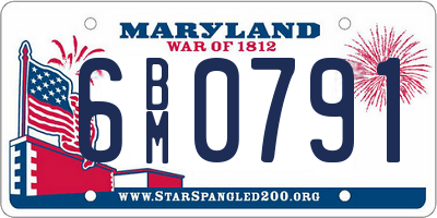 MD license plate 6BM0791