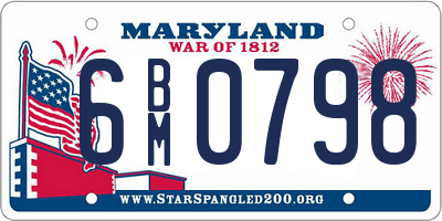 MD license plate 6BM0798