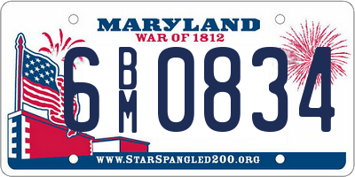 MD license plate 6BM0834