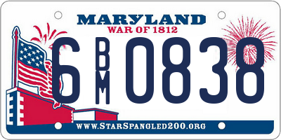 MD license plate 6BM0838