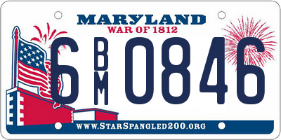 MD license plate 6BM0846