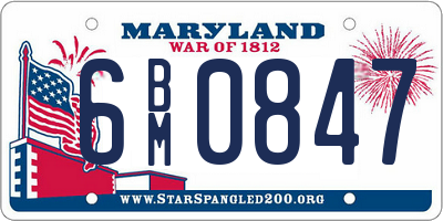 MD license plate 6BM0847