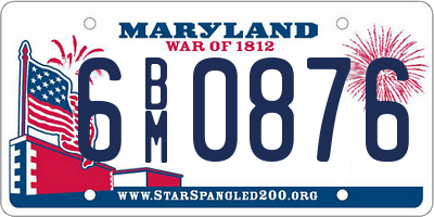MD license plate 6BM0876