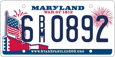 MD license plate 6BM0892