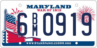 MD license plate 6BM0919
