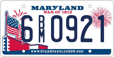 MD license plate 6BM0921