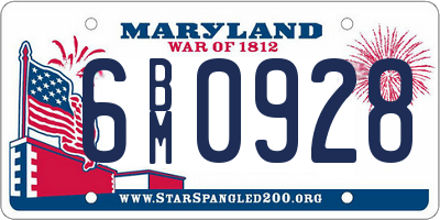 MD license plate 6BM0928