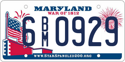 MD license plate 6BM0929