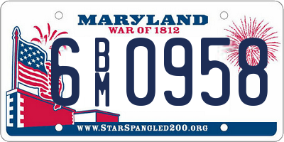 MD license plate 6BM0958