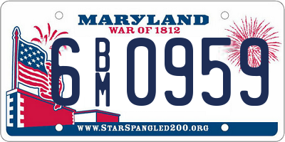 MD license plate 6BM0959
