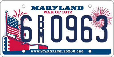 MD license plate 6BM0963