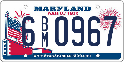 MD license plate 6BM0967