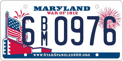 MD license plate 6BM0976
