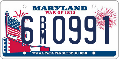 MD license plate 6BM0991