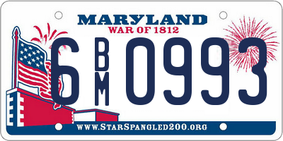 MD license plate 6BM0993