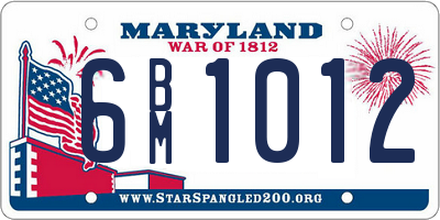 MD license plate 6BM1012