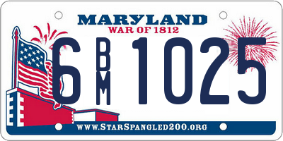 MD license plate 6BM1025