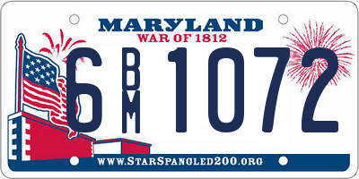 MD license plate 6BM1072