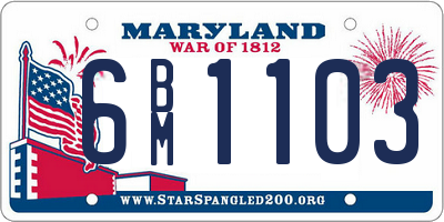 MD license plate 6BM1103
