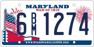 MD license plate 6BM1274