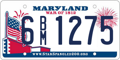 MD license plate 6BM1275