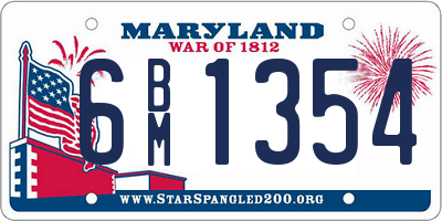 MD license plate 6BM1354