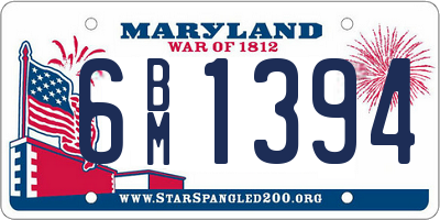 MD license plate 6BM1394