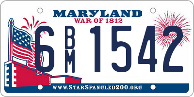 MD license plate 6BM1542