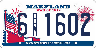 MD license plate 6BM1602