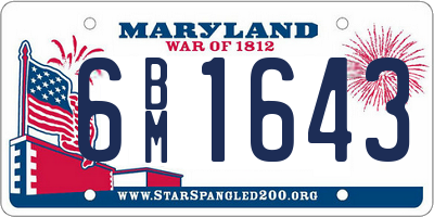 MD license plate 6BM1643