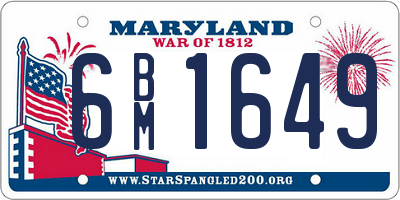 MD license plate 6BM1649