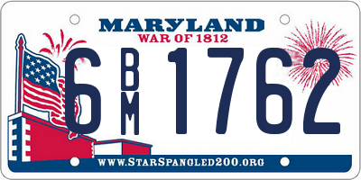 MD license plate 6BM1762