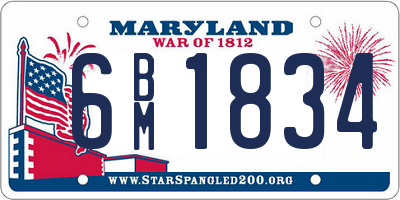 MD license plate 6BM1834