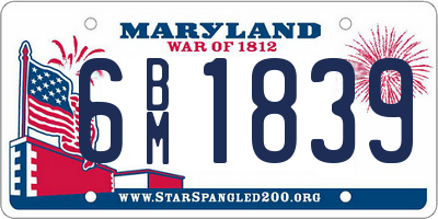 MD license plate 6BM1839