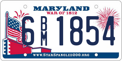 MD license plate 6BM1854