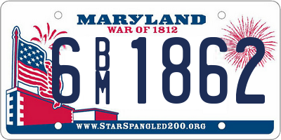 MD license plate 6BM1862