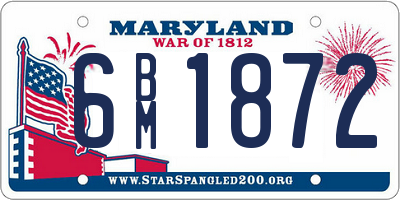 MD license plate 6BM1872