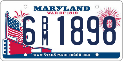 MD license plate 6BM1898