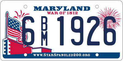 MD license plate 6BM1926