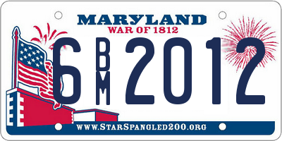 MD license plate 6BM2012
