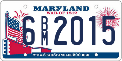 MD license plate 6BM2015