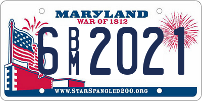 MD license plate 6BM2021
