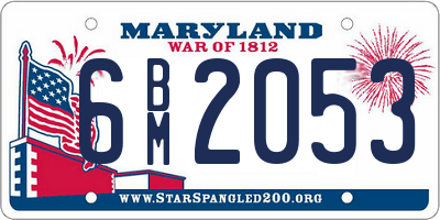 MD license plate 6BM2053