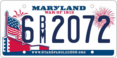 MD license plate 6BM2072