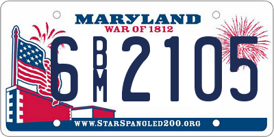MD license plate 6BM2105