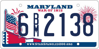 MD license plate 6BM2138