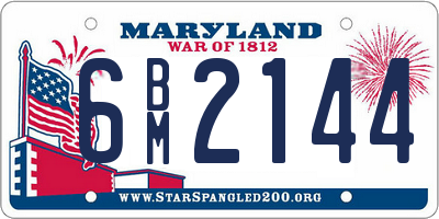 MD license plate 6BM2144
